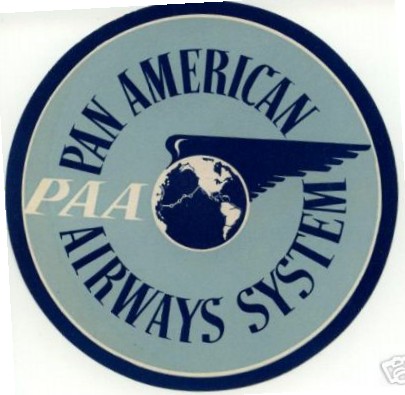 A 1940s Pan Am blue & white luggage label.